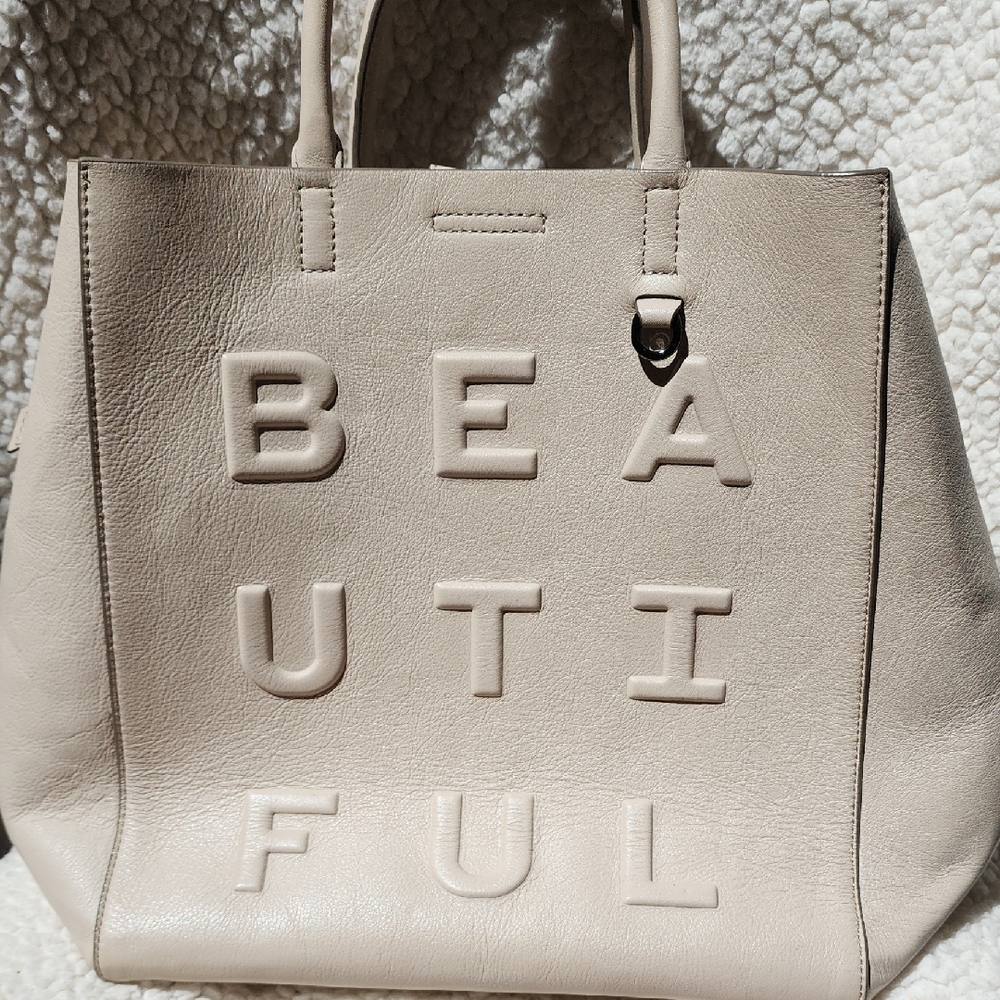 Banana Republic Cream Tote with Embossed Design